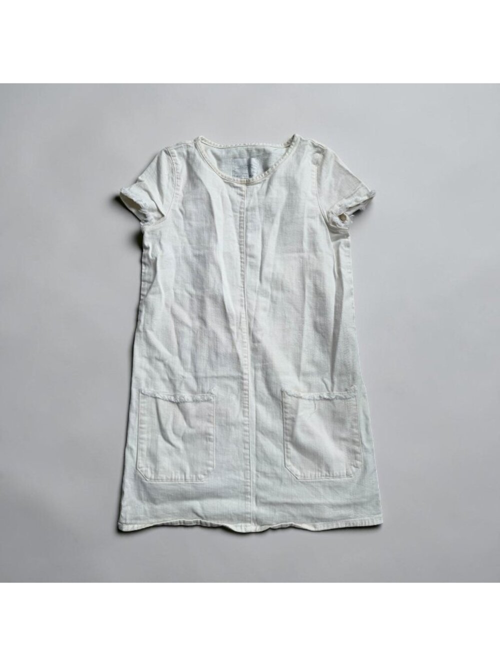 ZARA Trafaluc Cream Denim Shift Dress Size Medium